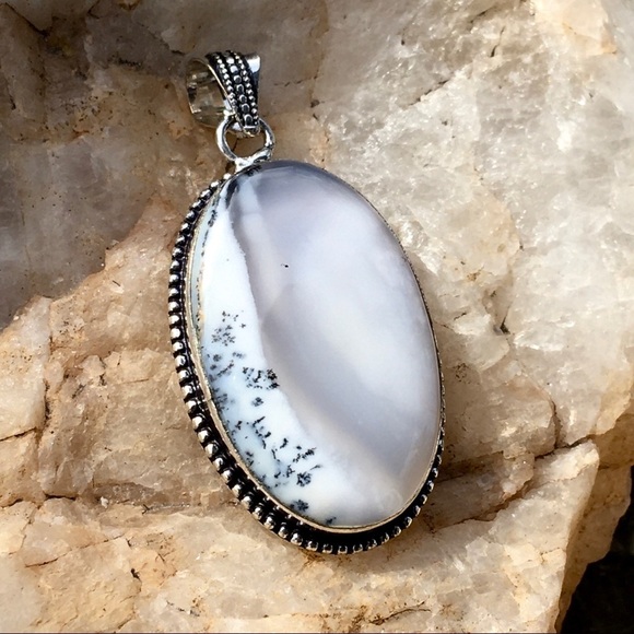 Merlinite Dendritic Opal pendant - Picture 2 of 5